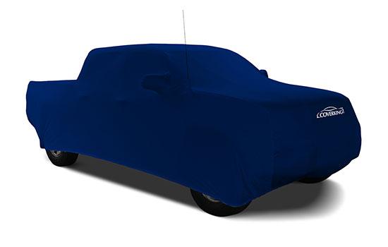 satin stretch impact blue custom truck cover