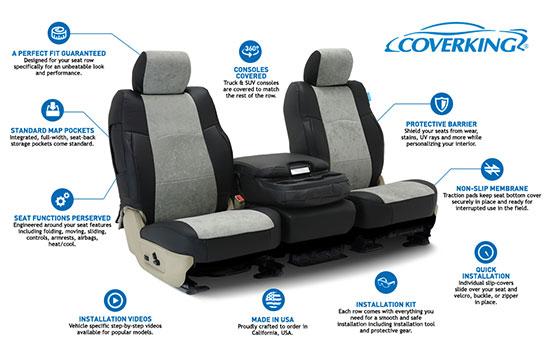 alcantara custom seat covers features