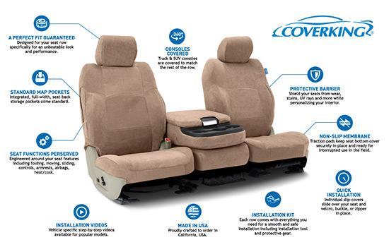 suede custom seat covers features