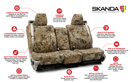 kryptek custom seat covers features