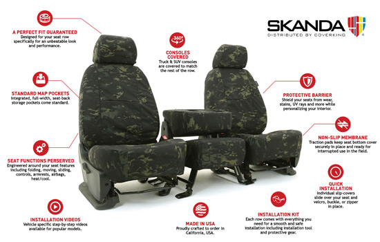 multicam custom seat covers features