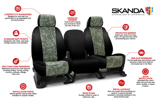 digital camo custom seat covers features