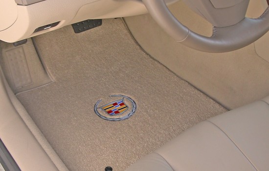 Cadillac Wreath and Crest Logo Ultimat Mats Tan Driver