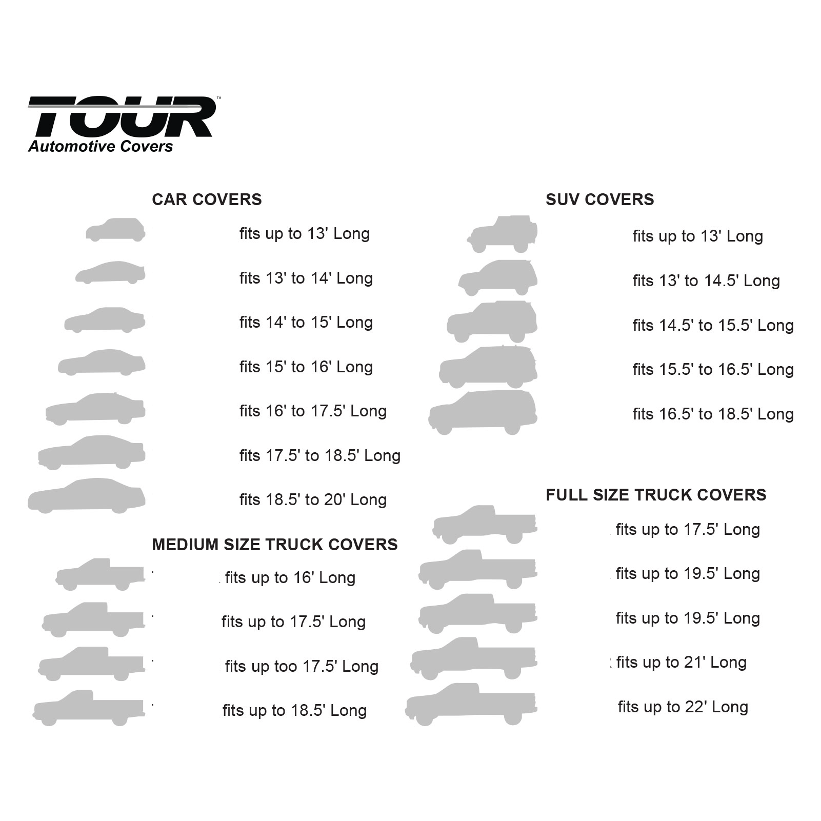 tour size chart